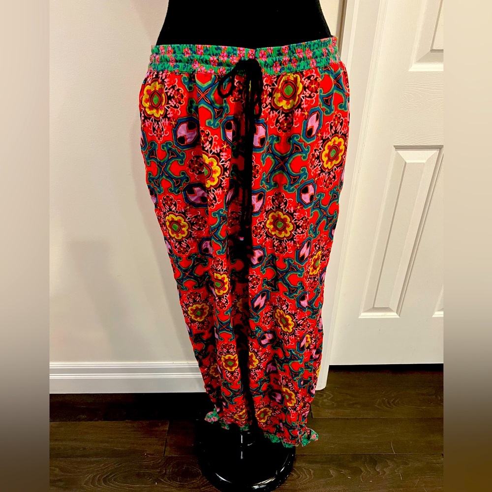 NWT Anthropologie harem multi colored print pant made in India size Large